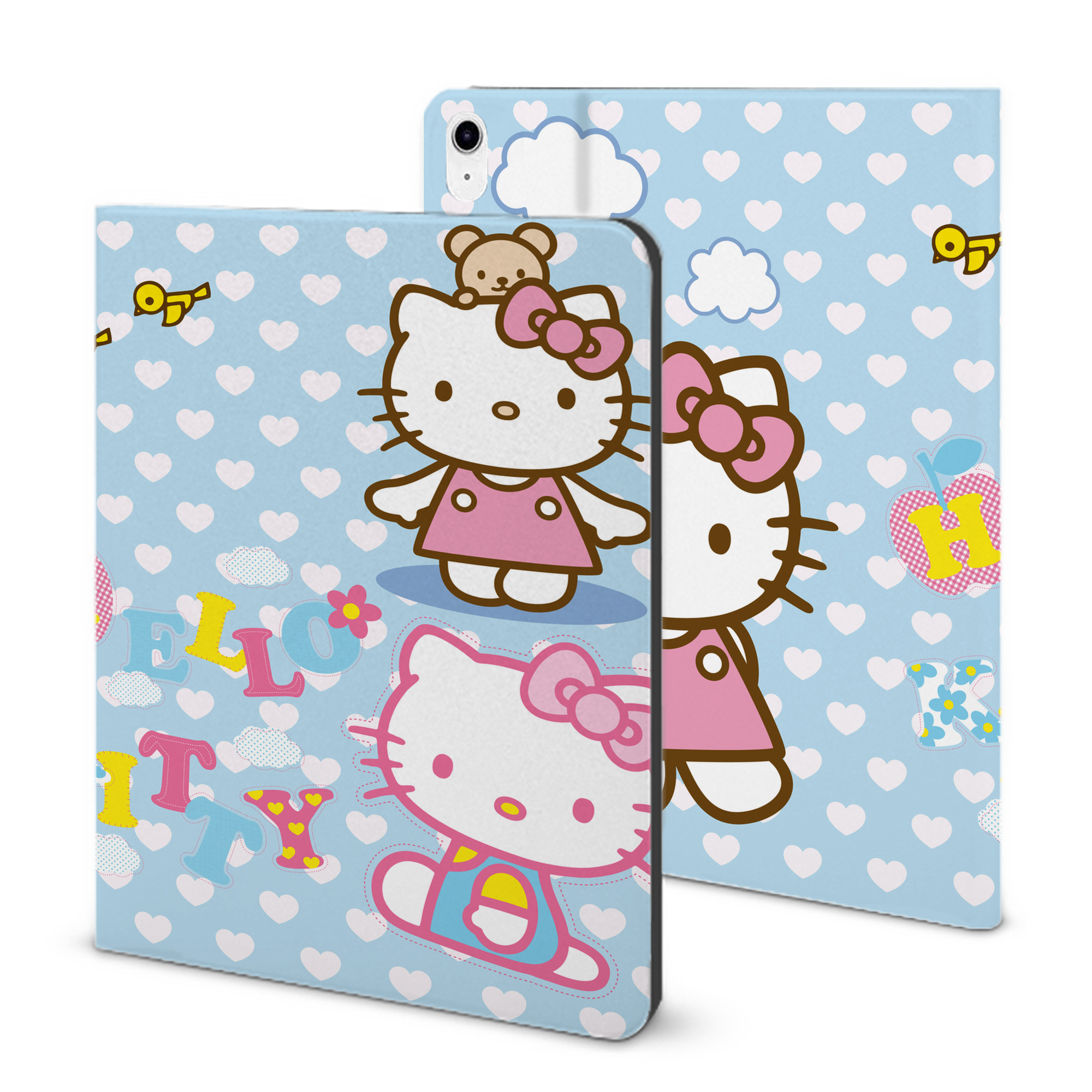 （画像用） Hello Kitty ハローキティ IPad ケース ブック型 PUレザー TPU 耐衝撃 軽量 薄型 ペン収納なし 全面保護 IPad 各モデル対応
